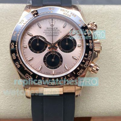 QF Rolex Cosmo Daytona Gain Weight 1:1 Copy 4131 Watch Rose Gold Salmon Dial 